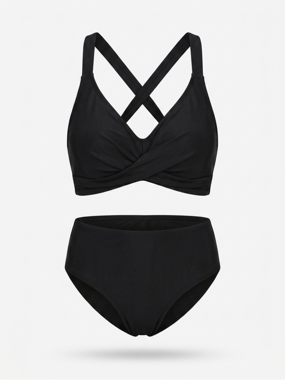 Amazon Black Twist-Front Crisscross Bikini Set